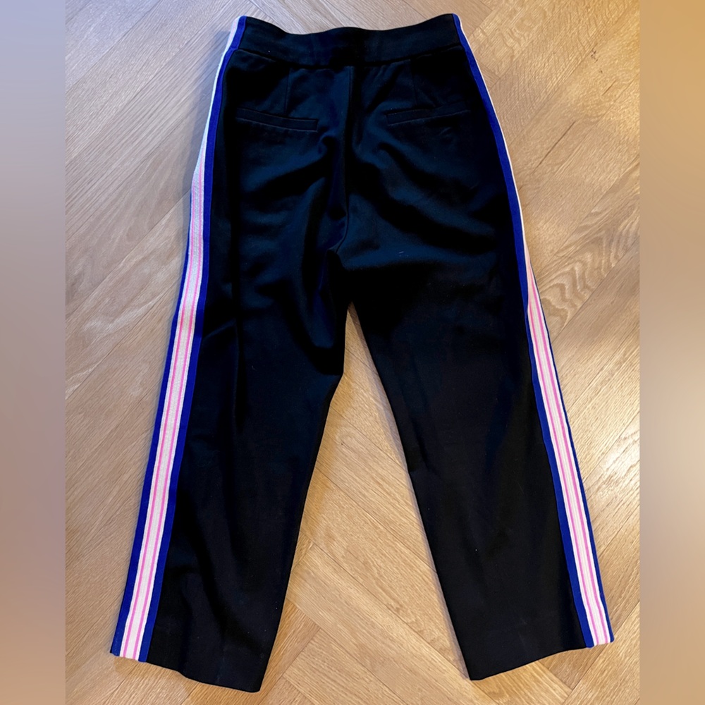 Sandro straight pants black with contrast stripe on side size 38
